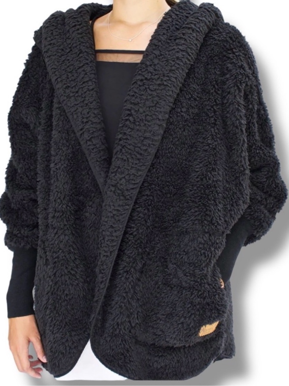 Nordic Beach Apparel Cozy Jacket Wrap Cardigan in Black Licorice One Size